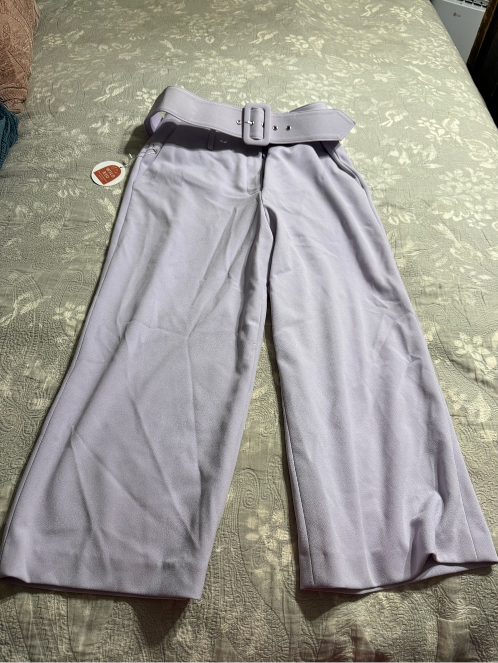 Gianni Bini Lilac Wide-Leg Belted Pants